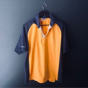 Barbarian Sportswear Rugby Shirt Sleeve Polo Shirt Blue/Yellow Size Large